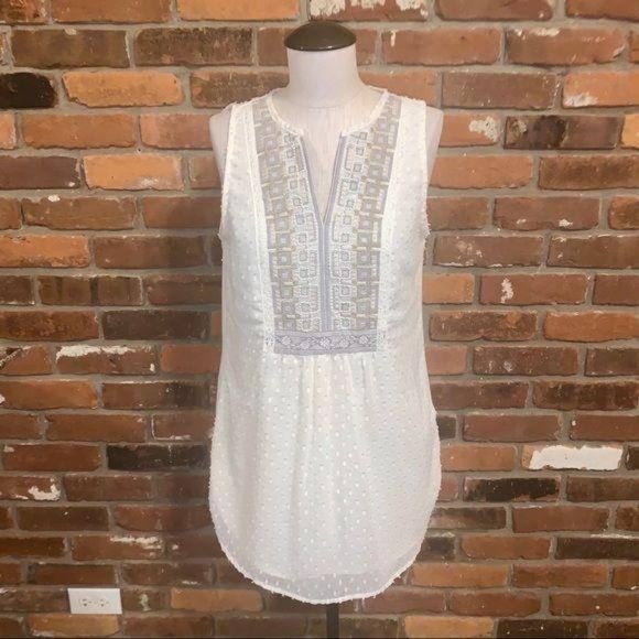 Anthropologie One September Cream Embroidered Top - Picture 1 of 6